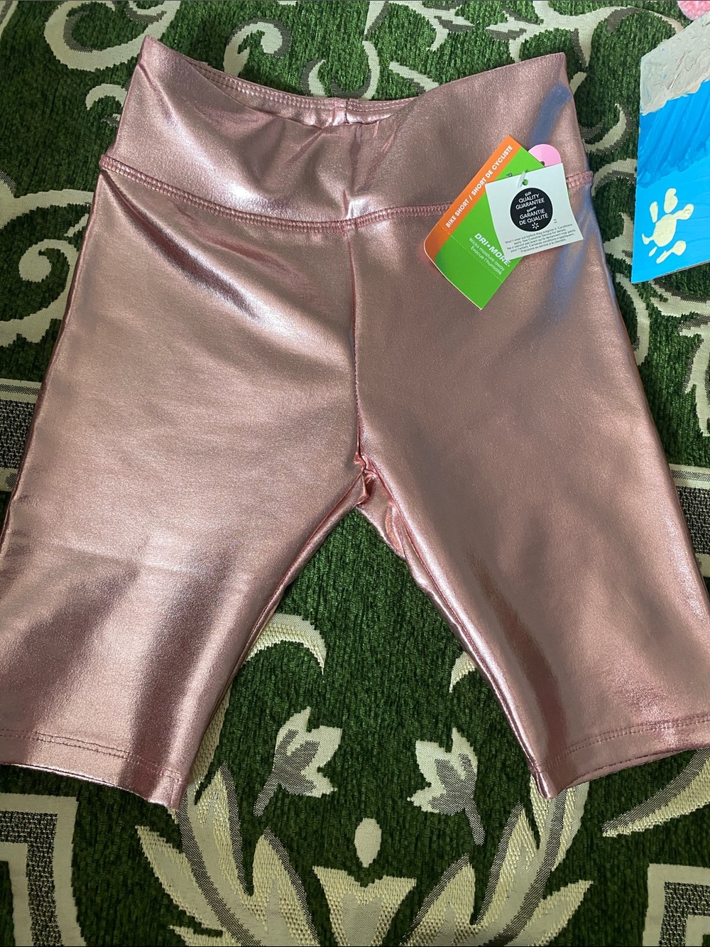 Athletic Works Metallic Rose Pink Girls Bike Shorts